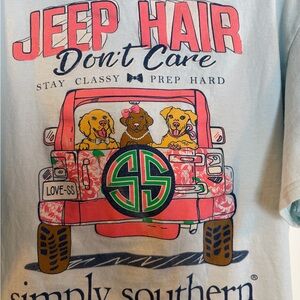 Simply Southern Light Blue T-Shirt - jeep hair don’t care!